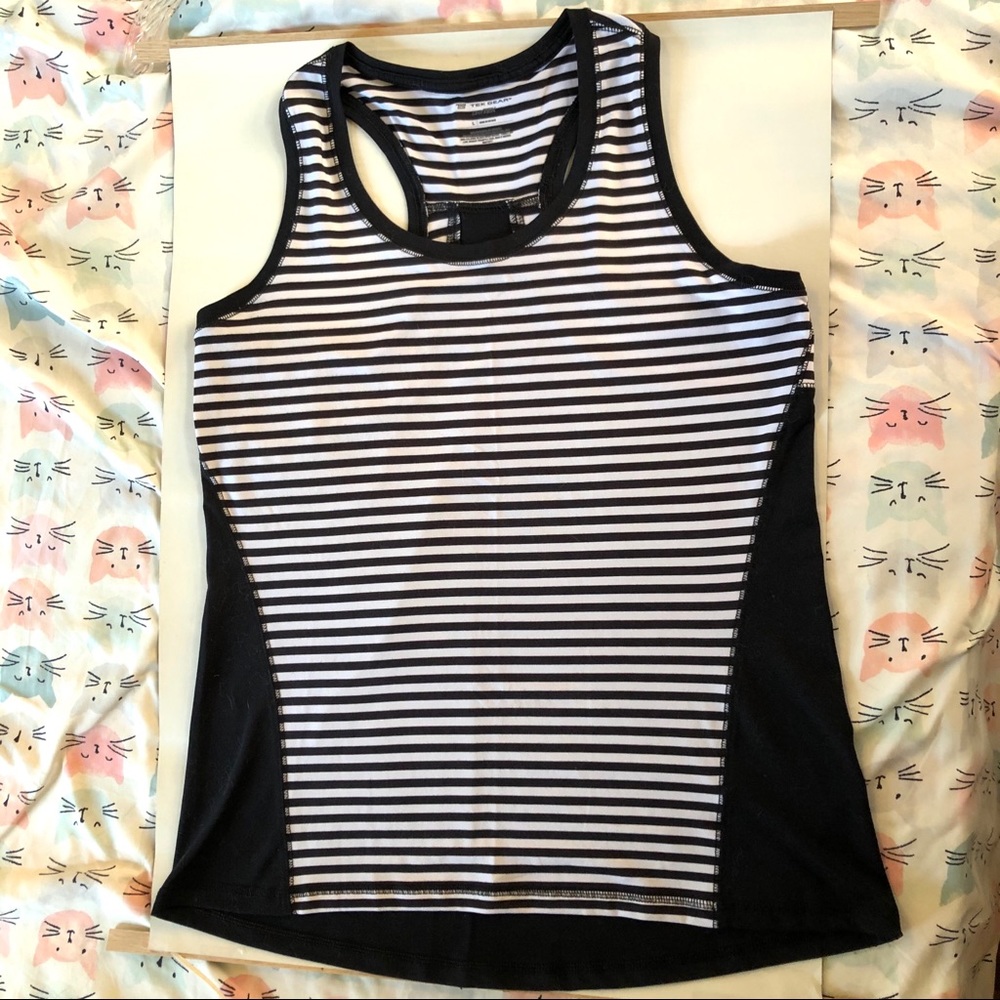 Tek Gear Black and White Striped Active Tank